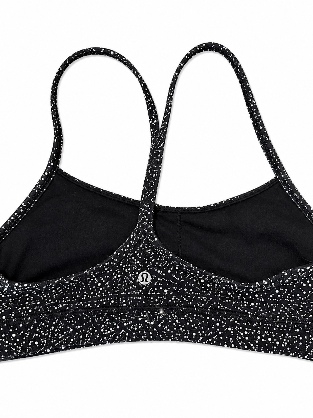 lululemon athletica Black with White Speckle Flow Y bra